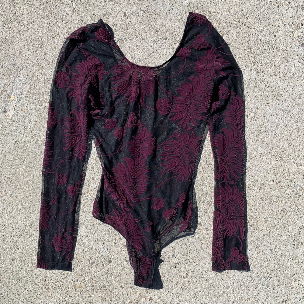Tezenis mesh velvet floral bodysuit
